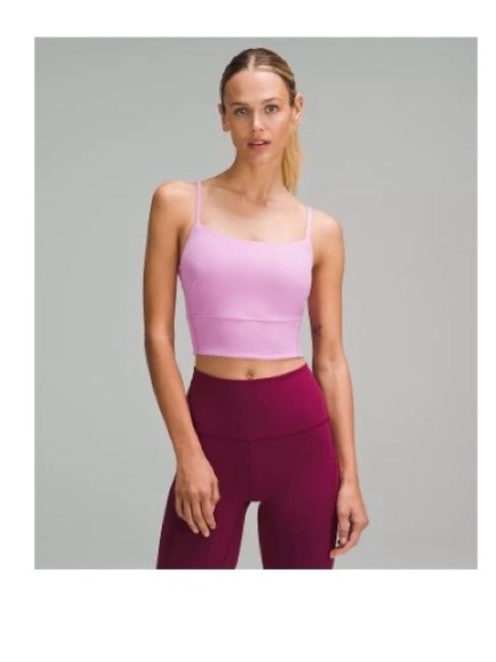 Pink Lululemon Cropped Square-Neck Tank Top